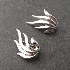 Vintage Modernist Silver Earrings by Trifari